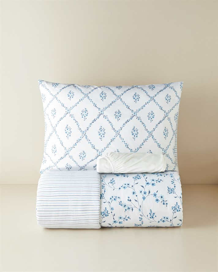 Fresh Ivy Kolay Ütülenir Tek Kişilik Nevresim Takımı 160x220 cm Mavi