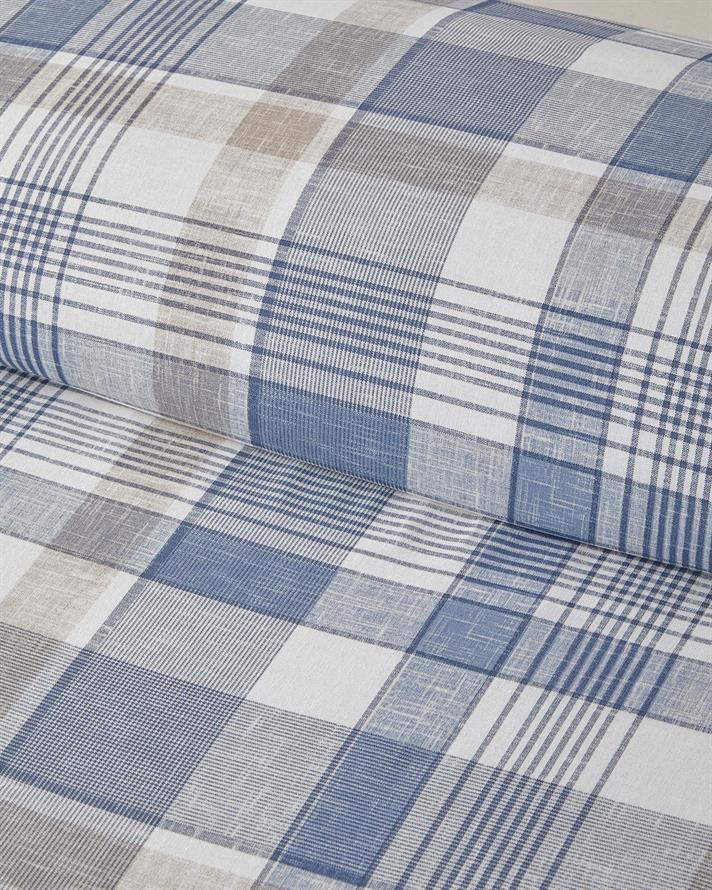 Fresh Tartan Kolay Ütülenir Tek Kişilik Çarşaflı Nevresim Takımı 160x220 cm Mavi
