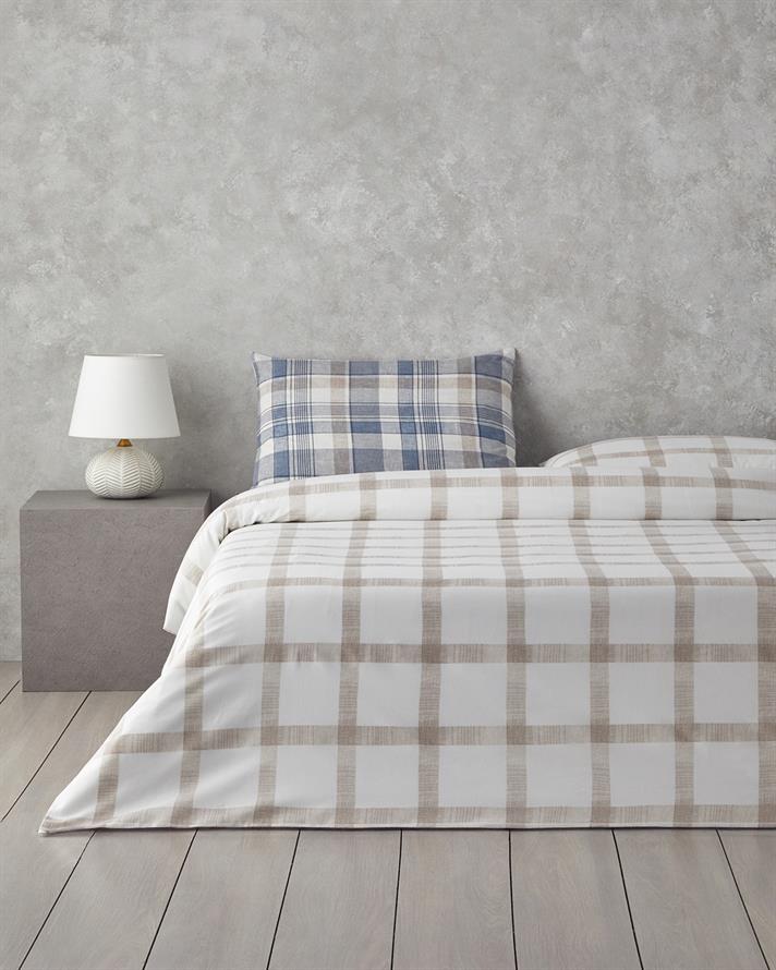 Fresh Tartan Kolay Ütülenir Tek Kişilik Çarşaflı Nevresim Takımı 160x220 cm Mavi