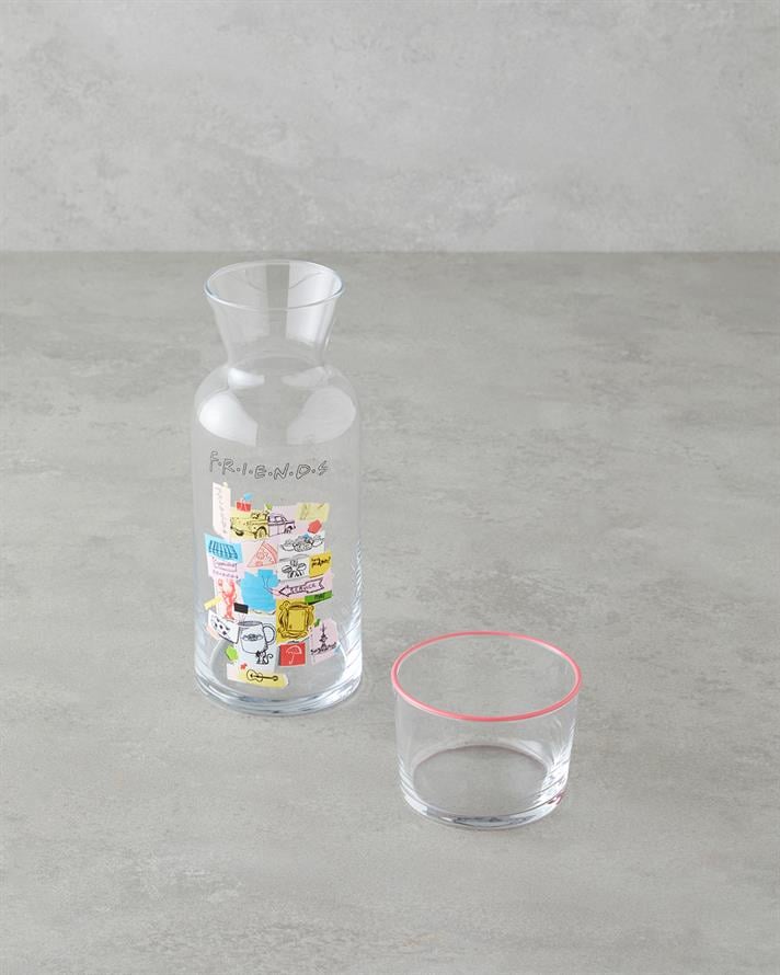 Friends Cam Lisanslı Başucu Sürahi 700 Ml + 220 Ml Renkli