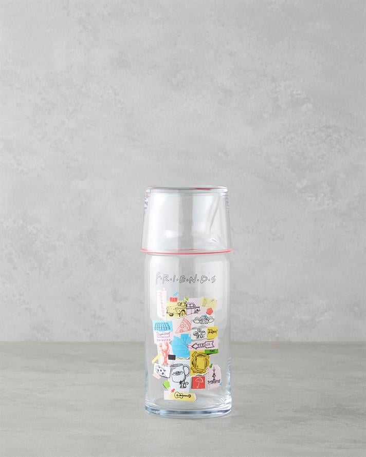 Friends Cam Lisanslı Başucu Sürahi 700 Ml + 220 Ml Renkli