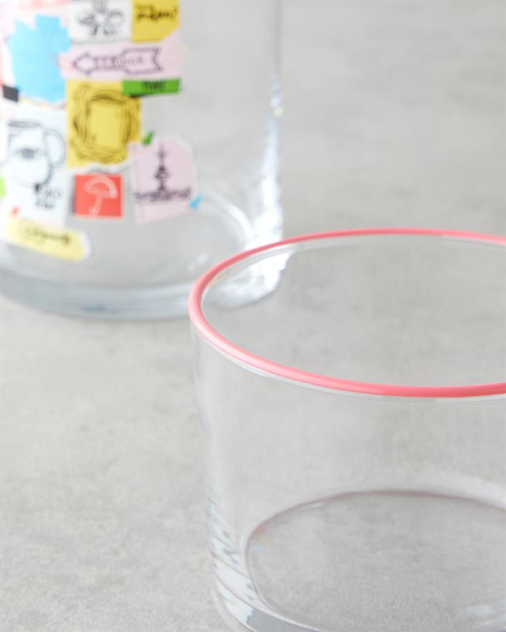 Friends Cam Lisanslı Başucu Sürahi 700 Ml + 220 Ml Renkli