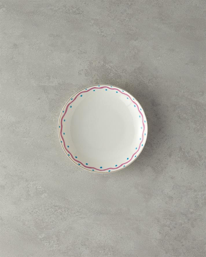 Fuchsia Carny Bone Porselen Çukur Tabak 20 cm Fuşya-Mavi