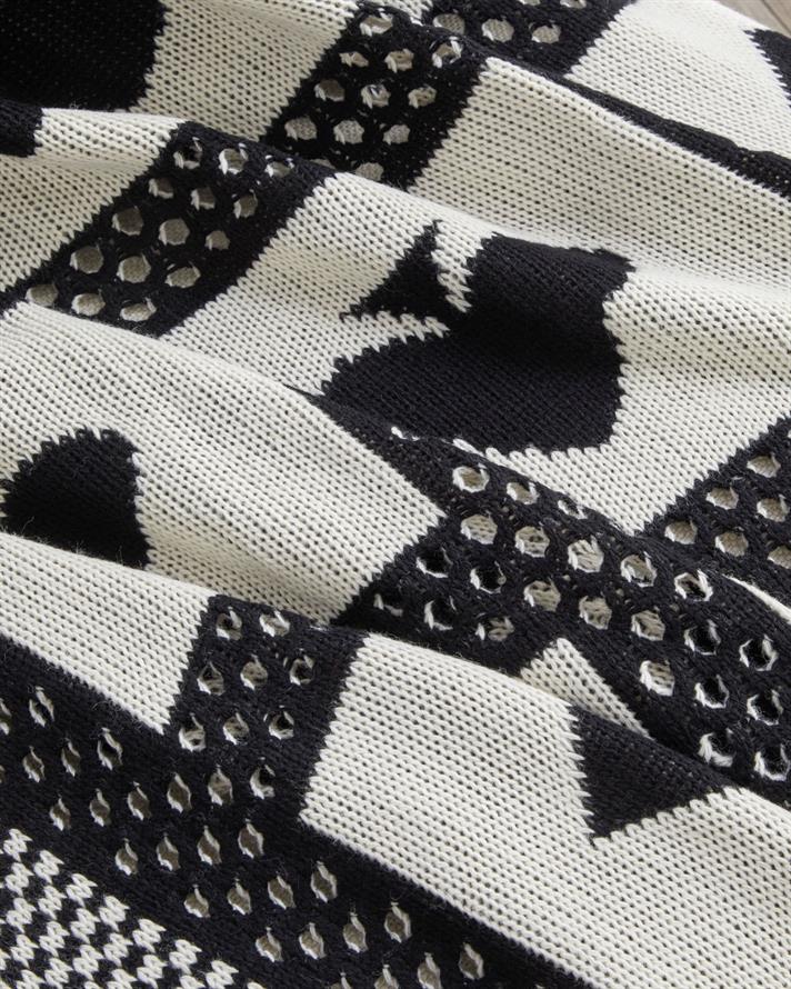 Fun Koltuk Şalı 130x170 cm Siyah - Beyaz