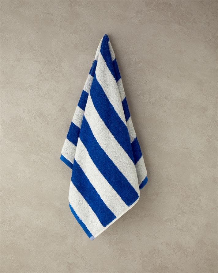 Funny Lines Pamuklu İpliği Boyalı Yüz Havlusu 50x80 cm Ekru-Lacivert