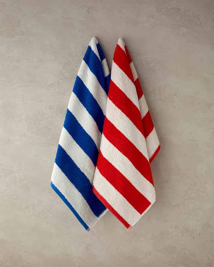 Funny Lines Pamuklu İpliği Boyalı Yüz Havlusu 50x80 cm Ekru-Lacivert