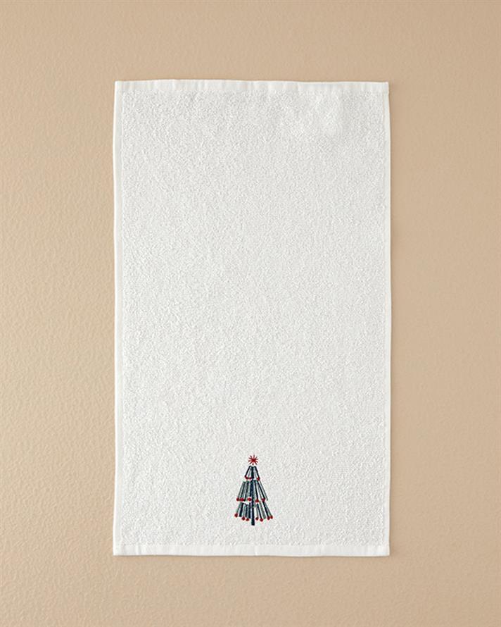 Funny Pine Pamuklu Nakışlı El Havlusu 30x50 cm Ekru