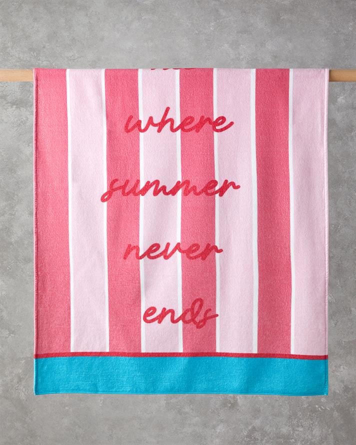Funny Stripe Pamuklu Baskılı Plaj Havlusu 90x150 cm Pembe