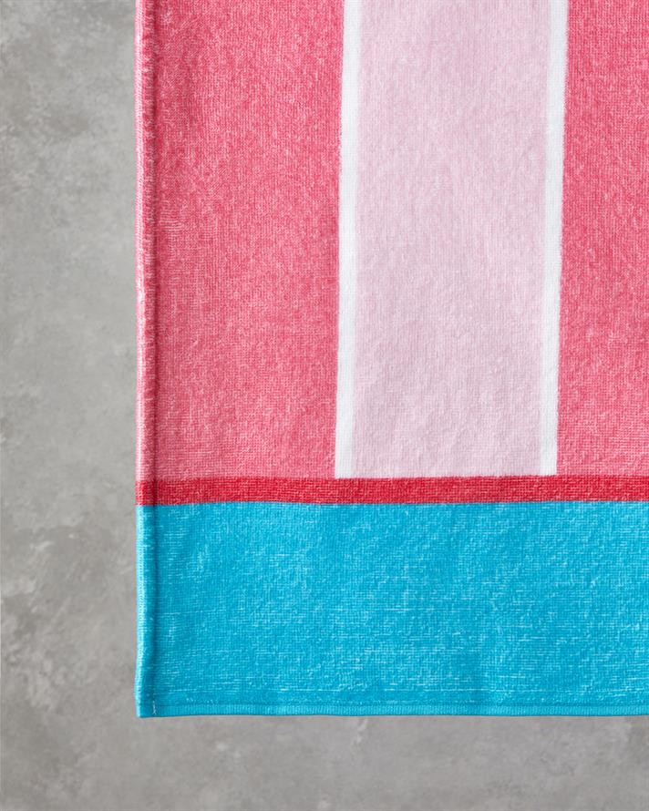 Funny Stripe Pamuklu Baskılı Plaj Havlusu 90x150 cm Pembe