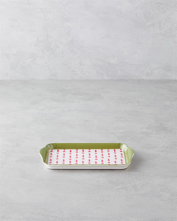 Fusion Melamin Tepsi 23x14 cm Pembe - Yeşil