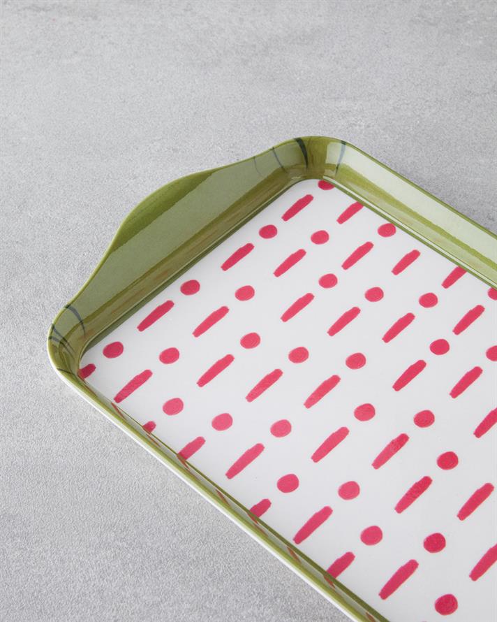 Fusion Melamin Tepsi 23x14 cm Pembe - Yeşil