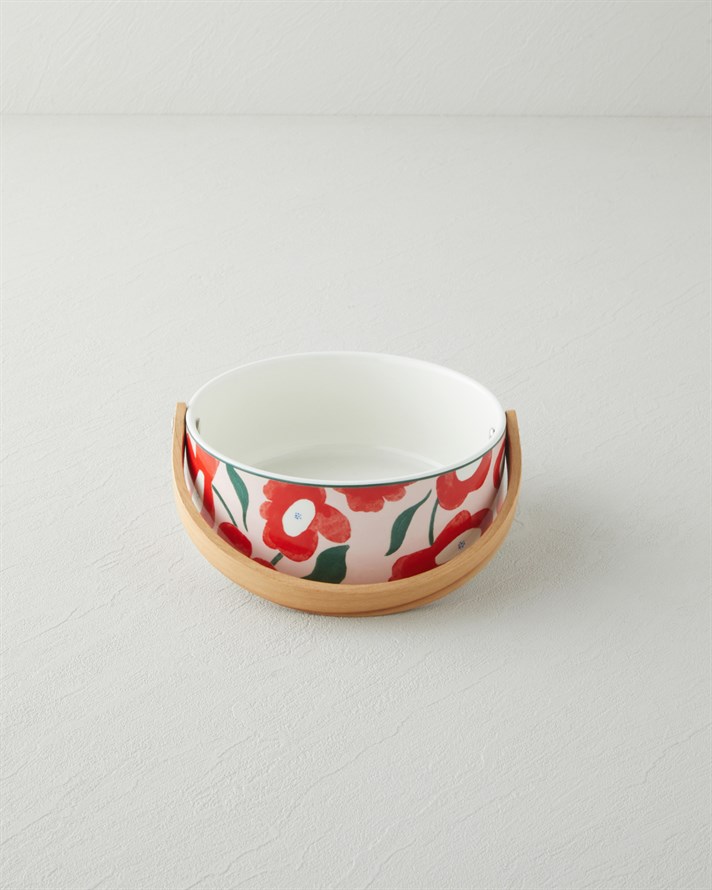 Garden Bright Stoneware Sunumluk 17x7 cm Kırmızı-Pembe