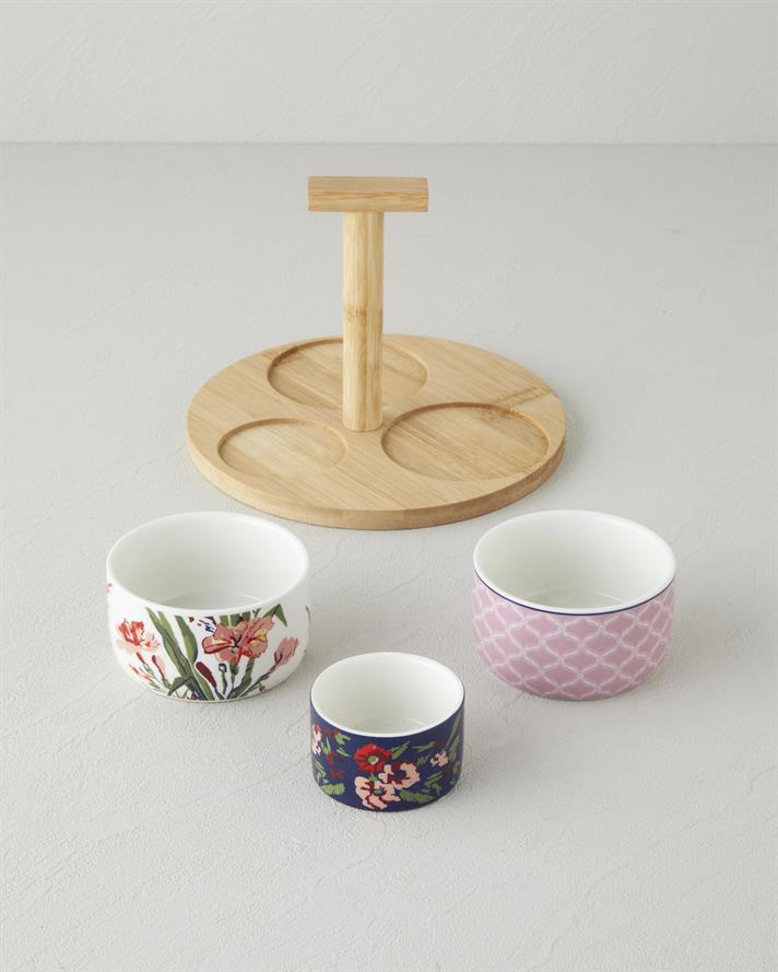 Garden Charm Stoneware 4 Parça Sunumluk 20 cm Renkli