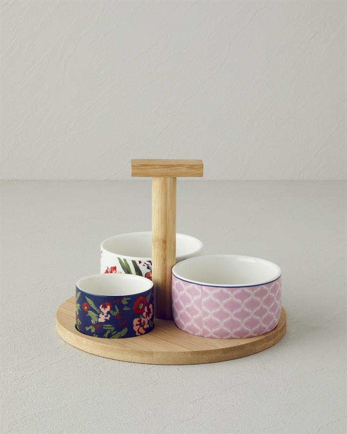 Garden Charm Stoneware 4 Parça Sunumluk 20 cm Renkli