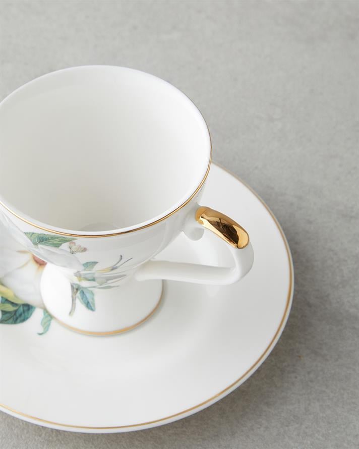 Garden Lovely New Bone China 4 Parça 2 Kişilik Kahve Fincan Takımı 90 ml Yeşil-Beyaz