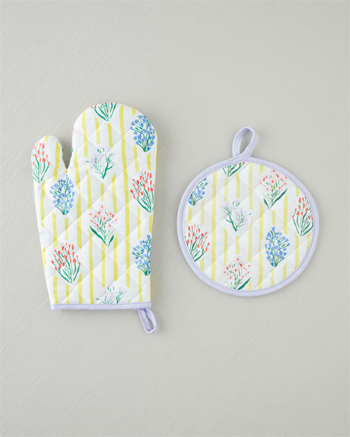 Garden Petals 2li Fırın Eldiveni ve Tutacak Seti Sarı