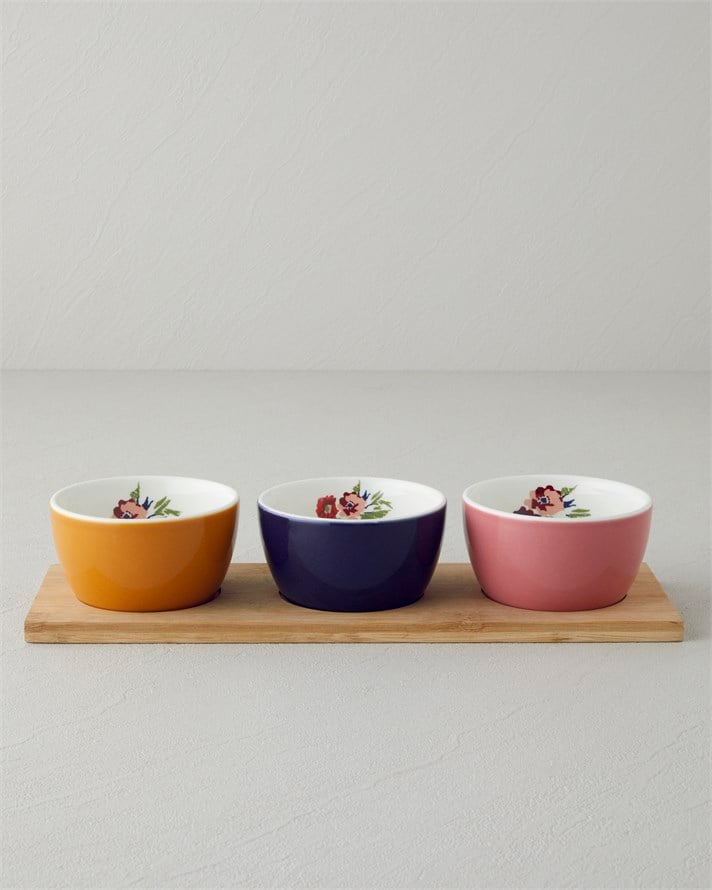 Garden Serenity Stoneware 4 Parça Sunumluk 9,5x5 cm Renkli