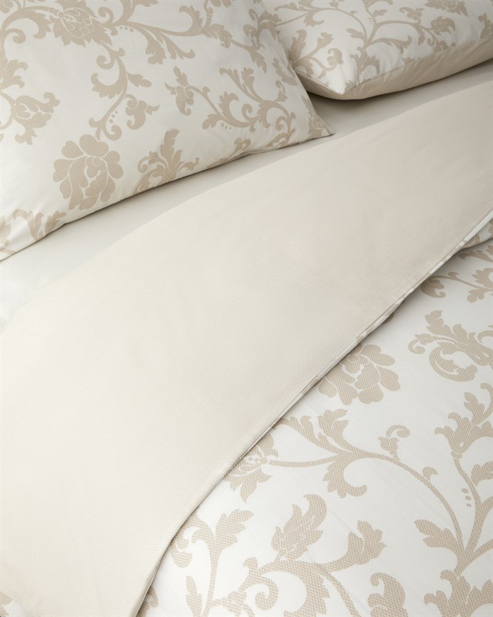 Garden Swirl Pamuklu Çift Kişilik Çarşaflı Nevresim Takımı 200x220 cm Bej