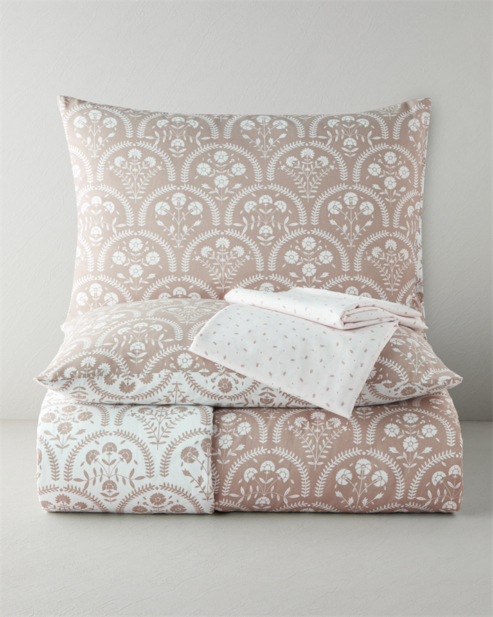 Garden Veil Kolay Ütülenir Çarşaflı Çift Kişilik Nevresim Takımı 200x220 cm Pudra