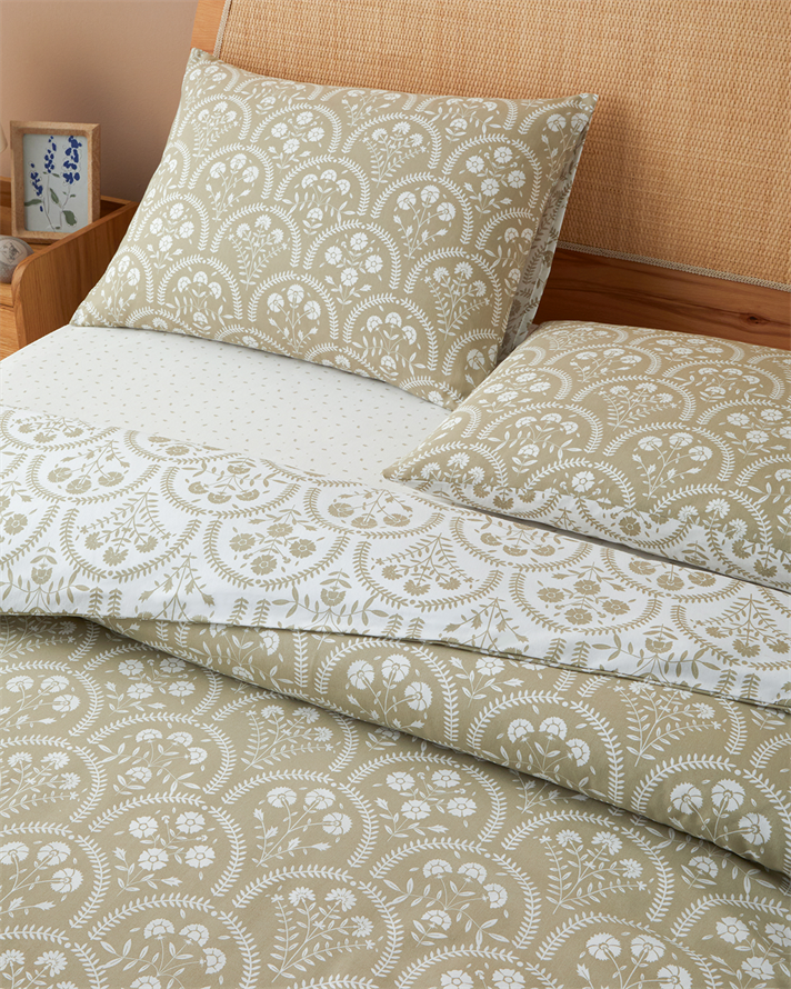 Garden Veil Kolay Ütülenir Çarşaflı Tek Kişilik Nevresim Takımı 160x220 cm Yağ Yeşili