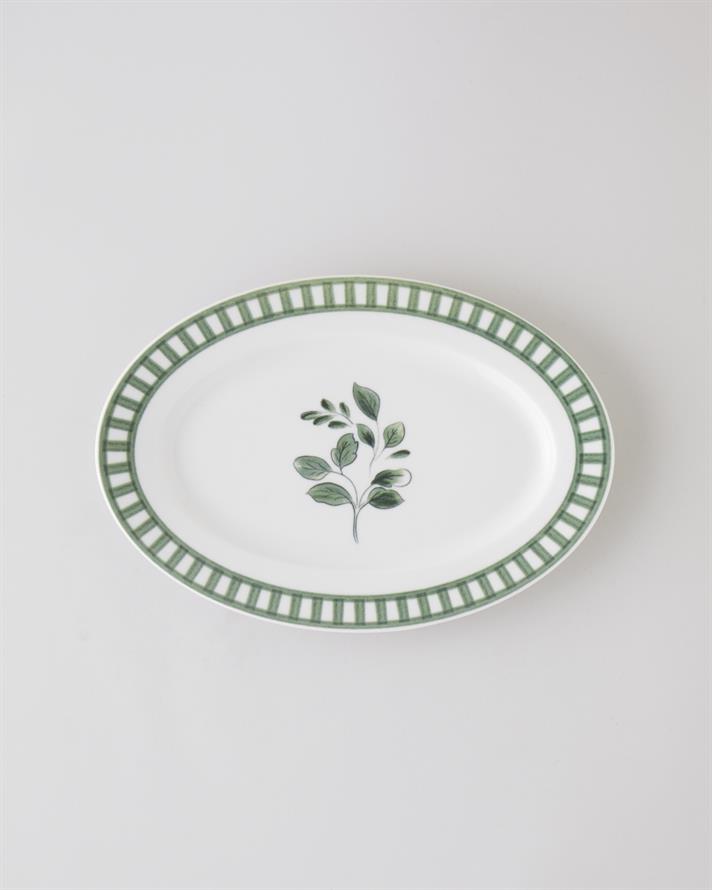 Gardenia Porselen Kayık Tabak 30 cm Yeşil