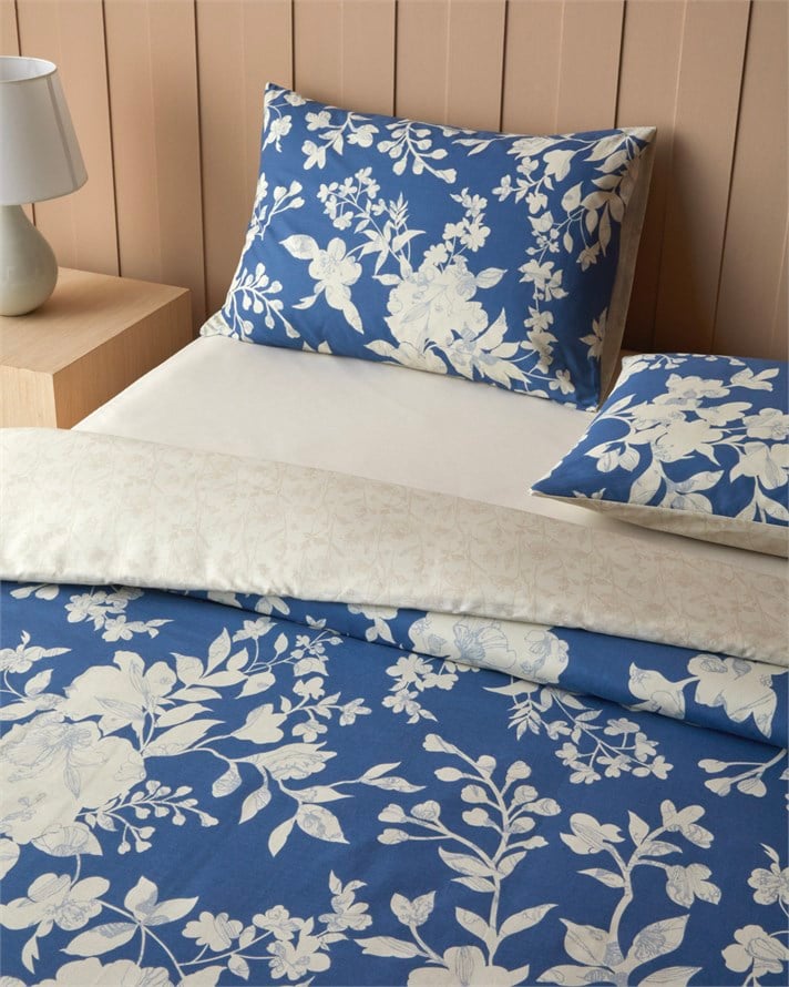 Gardenora Pamuk Çift Kişilik Çarşaflı Nevresim Takımı 200x220 cm Mavi