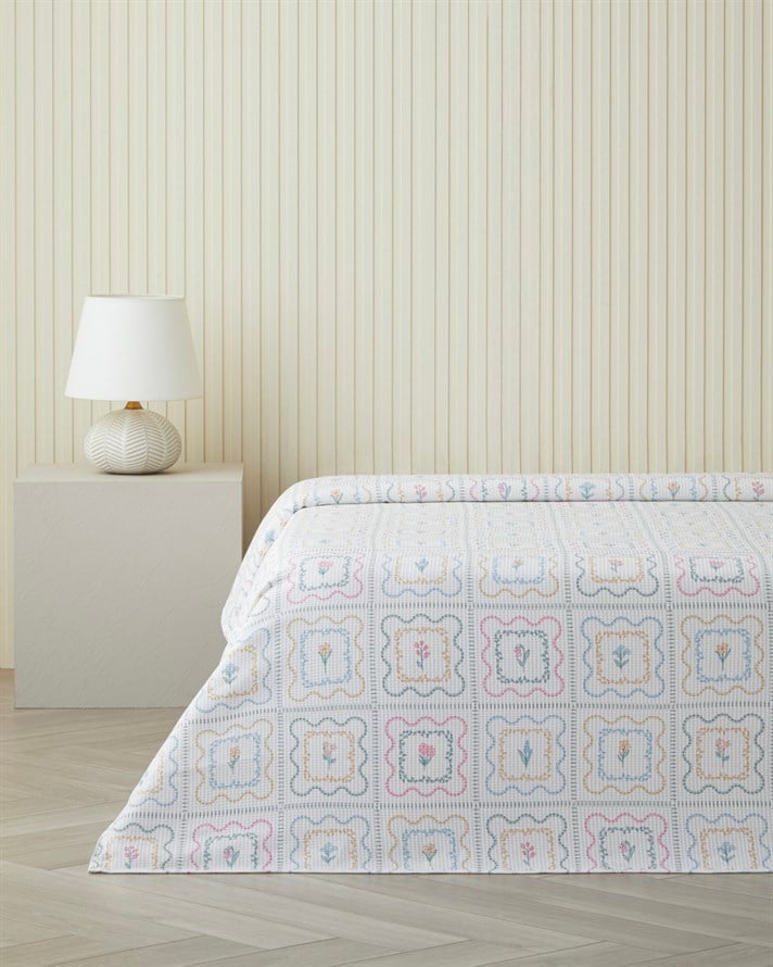 Gentle Florals Çift Kişilik Pike 200x220 cm Yeşil