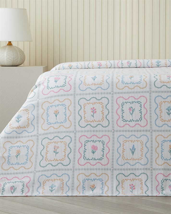 Gentle Florals Tek Kişilik Pike 150x220 cm Yeşil