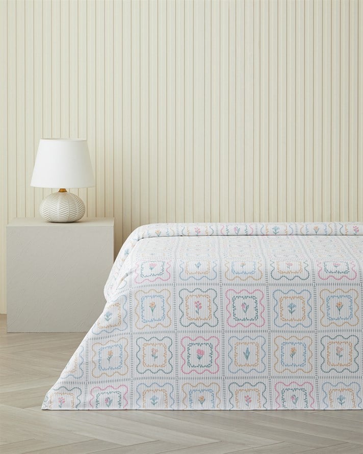 Gentle Florals Tek Kişilik Pike 150x220 cm Yeşil