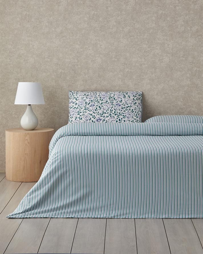 Gentle Flower Pamuk Çift Kişilik Nevresim Takımı 200x220 cm Yeşil-Mavi