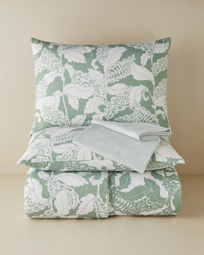 Gentle Swirl Kolay Ütülenir Çarşaflı Çift Kişilik Nevresim Takımı 200x220 cm Yeşil