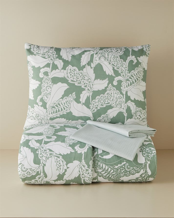 Gentle Swirl Kolay Ütülenir Tek Kişilik Nevresim Takımı 160x220 cm Yeşil