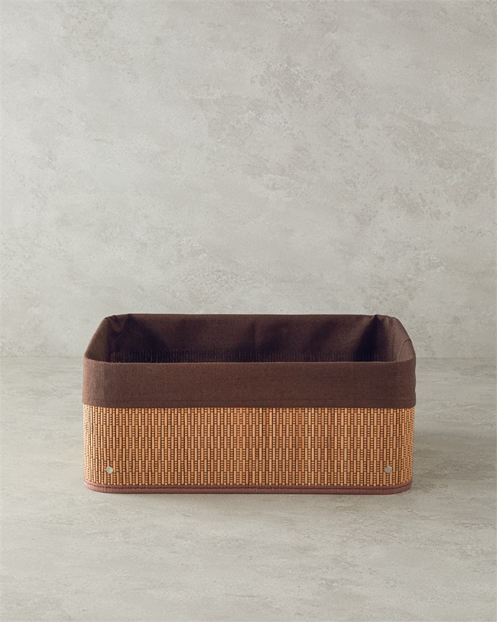 Gina Bambu Sepet 40x30x16 cm Koyu Kahverengi