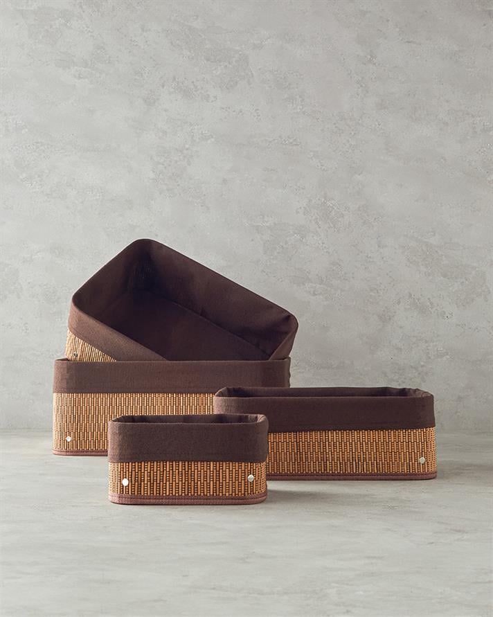 Gina Bambu Sepet 32x22x12 cm Koyu Kahverengi