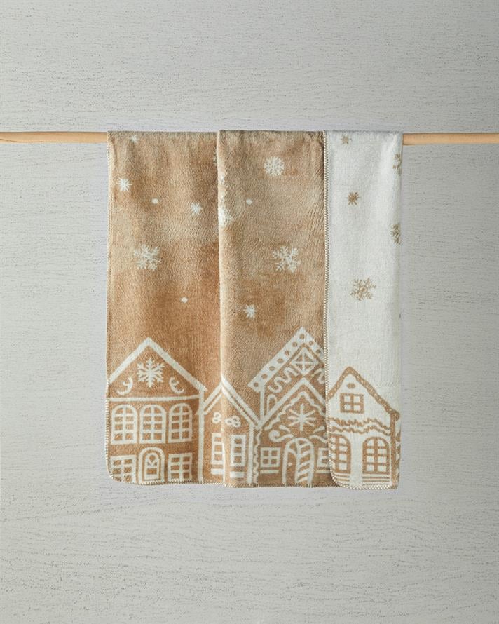 Gingerbread cottage Akrilik Pamuklu Tv Battaniye 130x170 cm Bej
