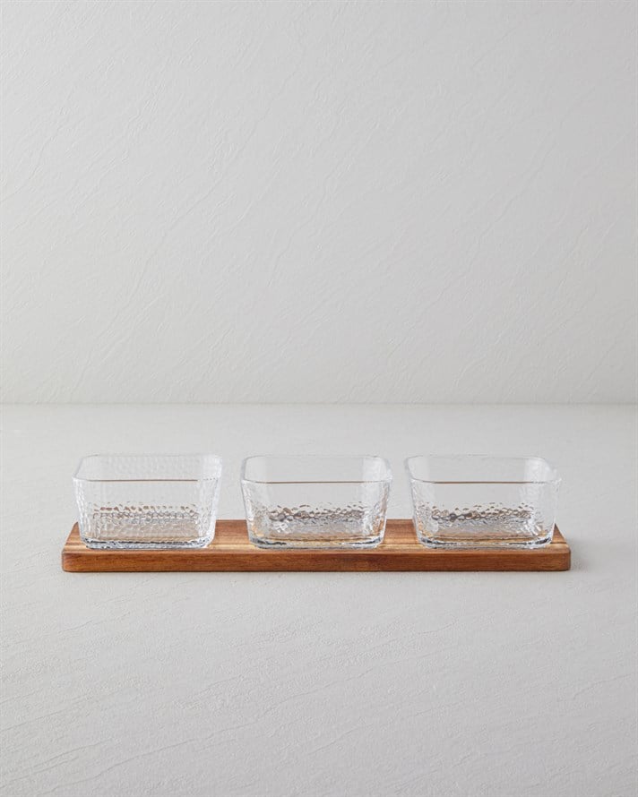 Glacis Akasya-Cam 4 Parça Sunumluk 33x10,5x6 cm Şeffaf