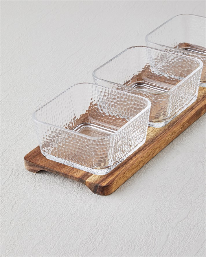 Glacis Akasya-Cam 4 Parça Sunumluk 33x10,5x6 cm Şeffaf