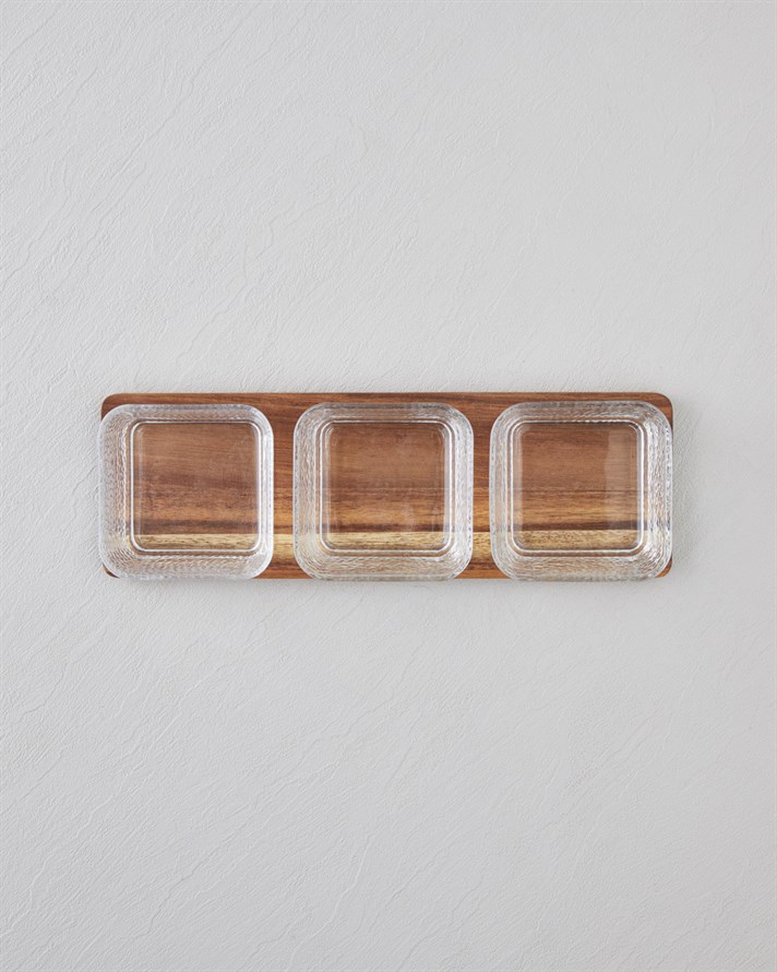 Glacis Akasya-Cam 4 Parça Sunumluk 33x10,5x6 cm Şeffaf