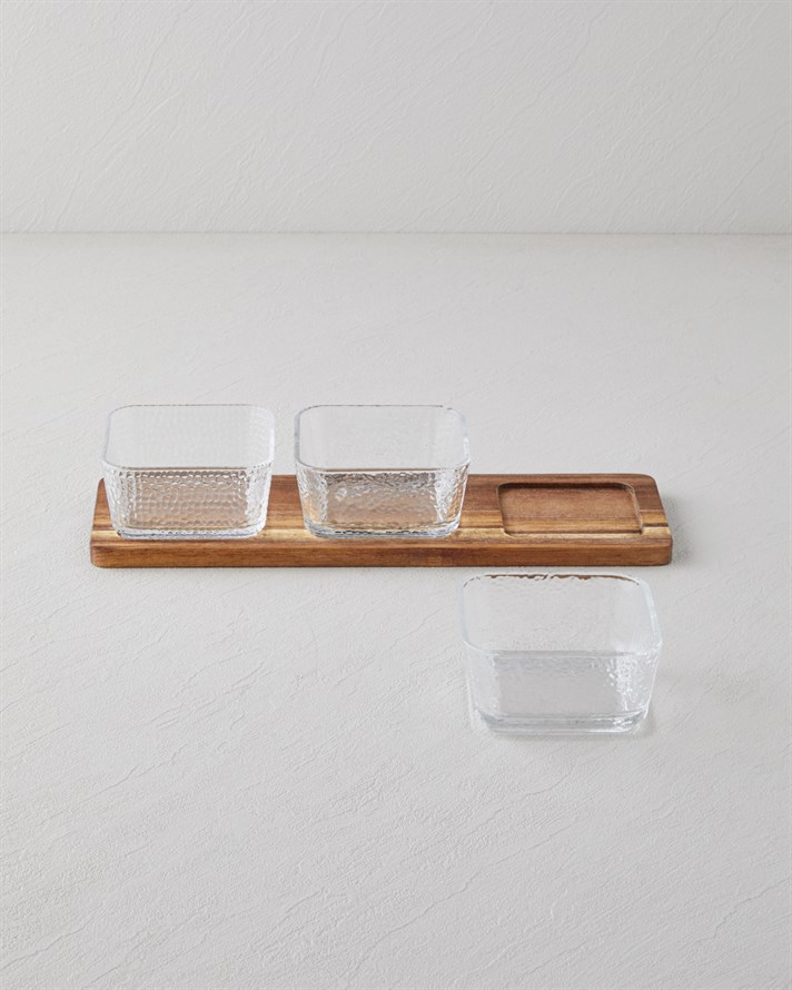 Glacis Akasya-Cam 4 Parça Sunumluk 33x10,5x6 cm Şeffaf