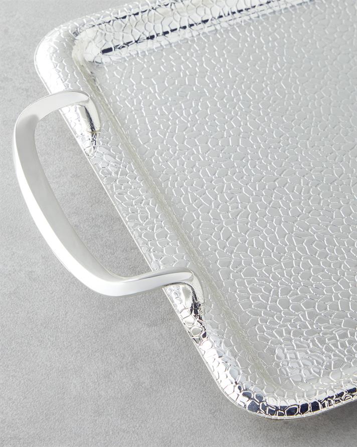 Glamour Metal İkram Tepsisi 34,5x22 Cm Silver