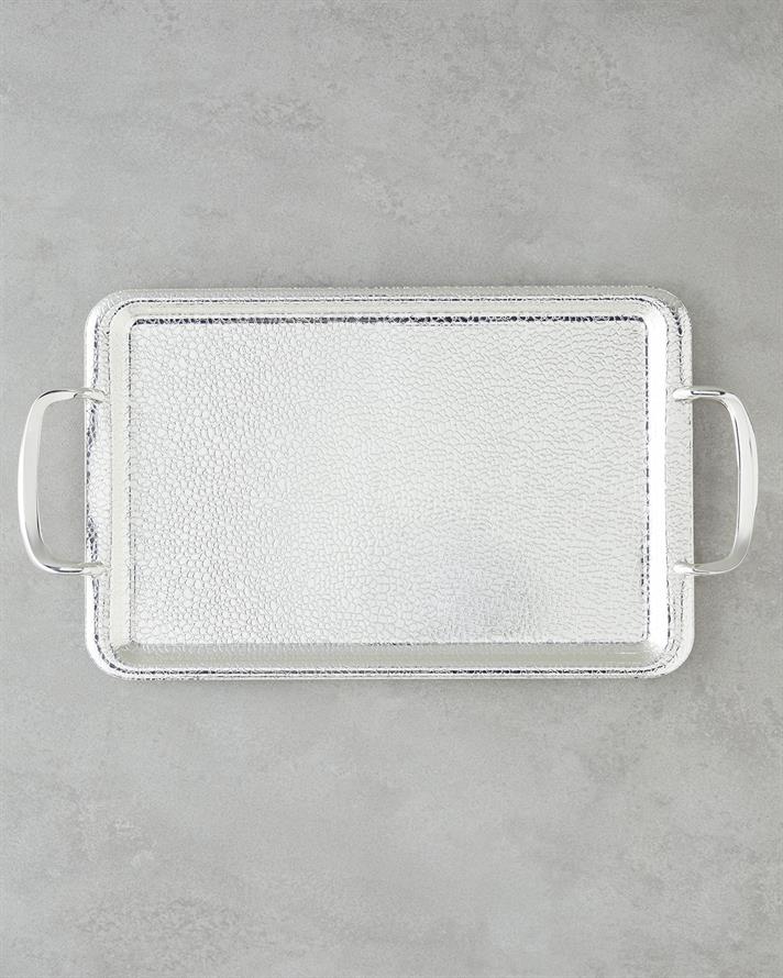 Glamour Metal İkram Tepsisi 34,5x22 Cm Silver