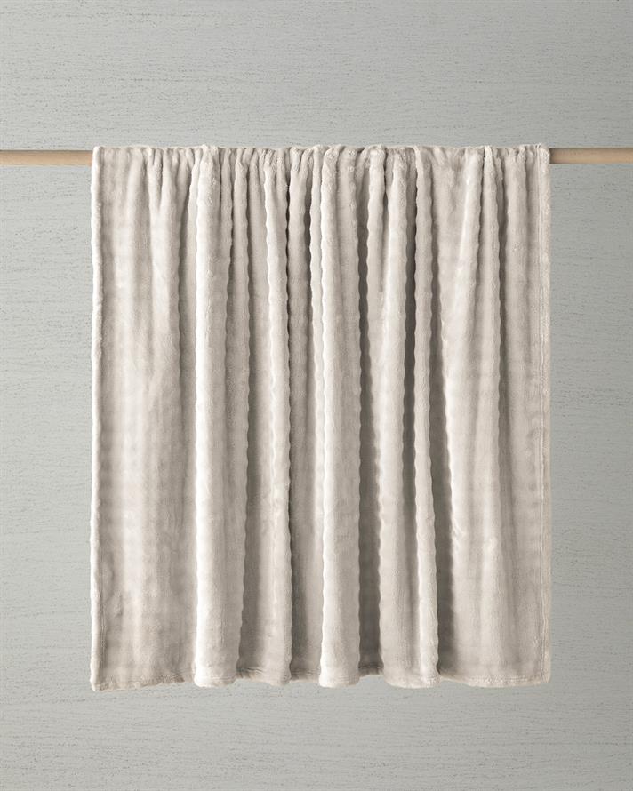 Glance Bubble Pelüş Çift Kişilik Battaniye 200x220 cm Krem