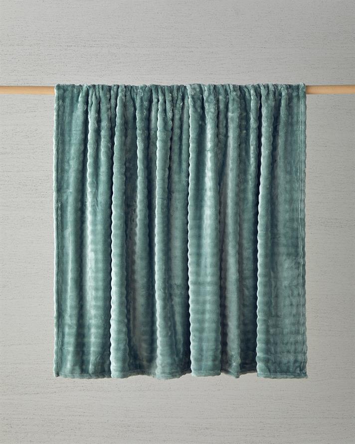 Glance Bubble Pelüş Çift Kişilik Battaniye 200x220 cm Adaçayı Yeşili
