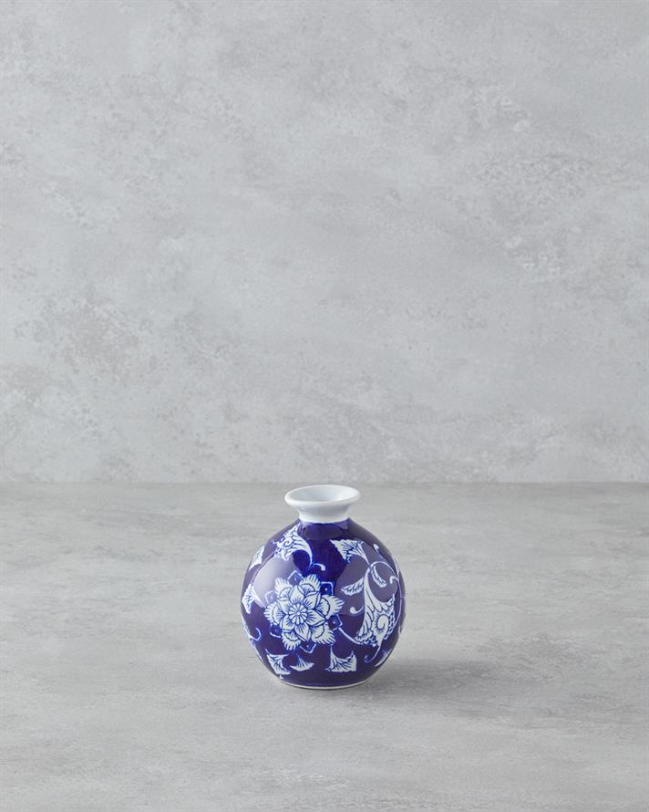 Glance Vazo Mavi-Beyaz