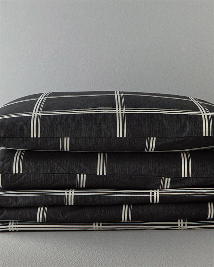 Glen Check Kolay Ütülenir Çift Kişilik Nevresim Seti Antrasit