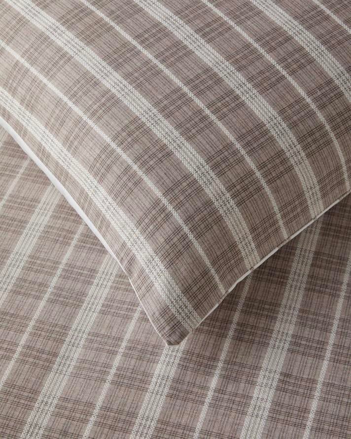 Glen Plaid İpliği Boyalı Tek Kişilik Çarşaflı Nevresim Takımı 160x220 cm Koyu Bej