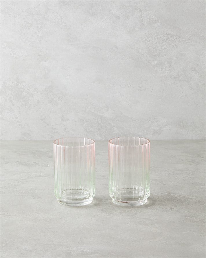 Glimmer Cam 2li Bardak 330 ml Pembe - Yeşil
