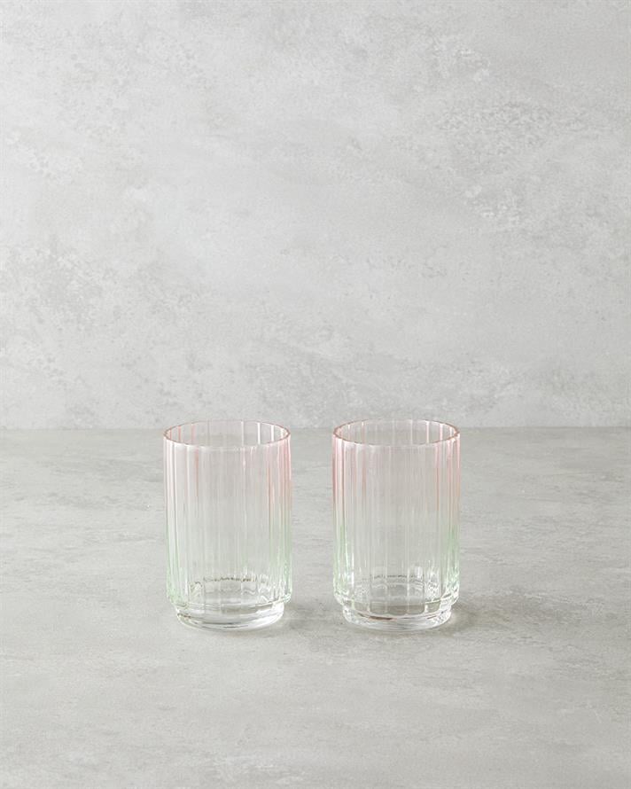 Glimmer Cam 2li Bardak Pembe - Yeşil