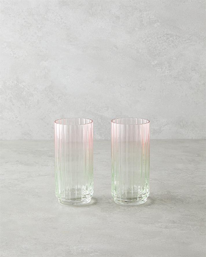 Glimmer Cam 2li Bardak Pembe - Yeşil
