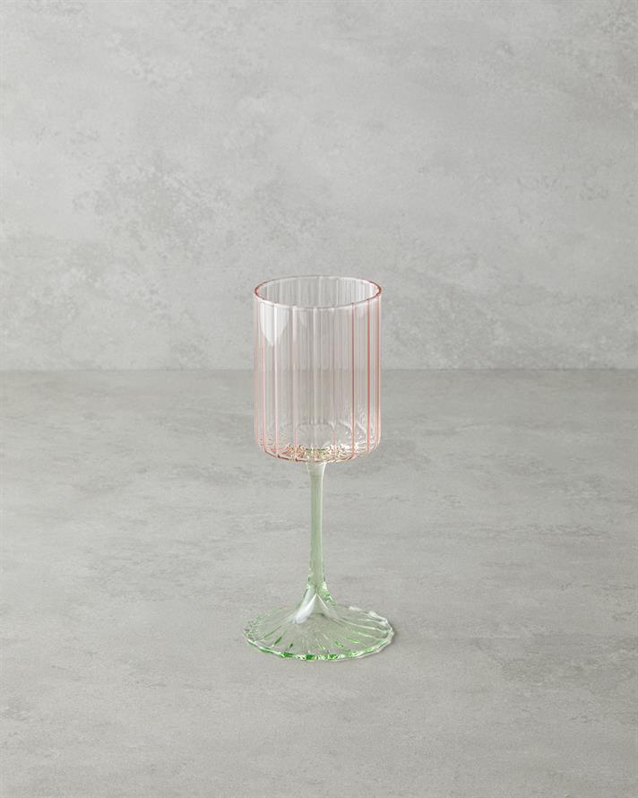 Glimmer Cam 2li Kadeh 250 ml Pembe - Yeşil